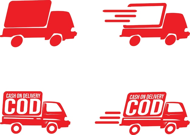 Delivery truck icons set