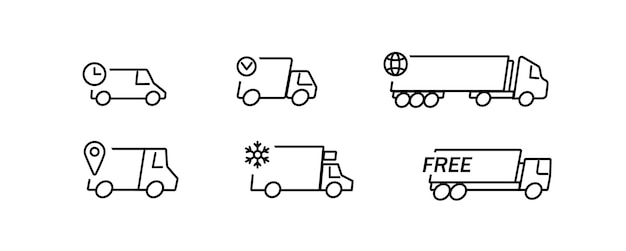 Delivery truck sign isolated set for cargo service