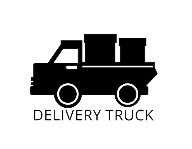 Delivery truck vehicles isolated vector Silhouettes