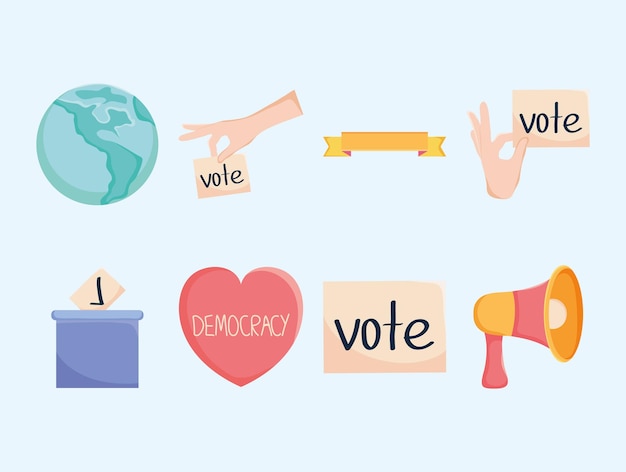 Democracy and voting icon set