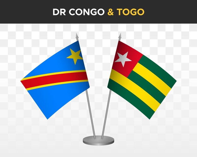 Vector democratic republic congo dr vs togo desk flags mockup isolated 3d vector illustration