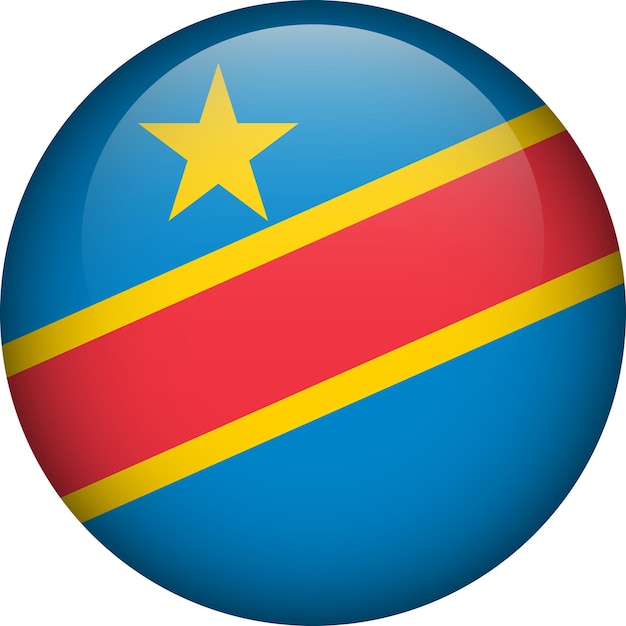 Democratic Republic of the Congo flag button Round flag of DRC Vector flag symbol