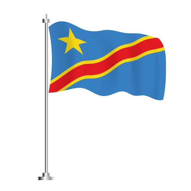 Democratic Republic of the Congo Flag Isolated Wave Flag of Congo Country