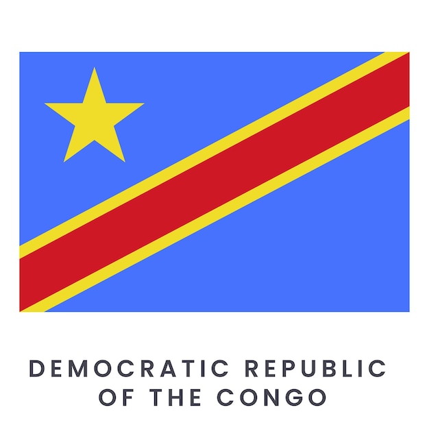 Democratic Republic of the Congo flag isolated on white background