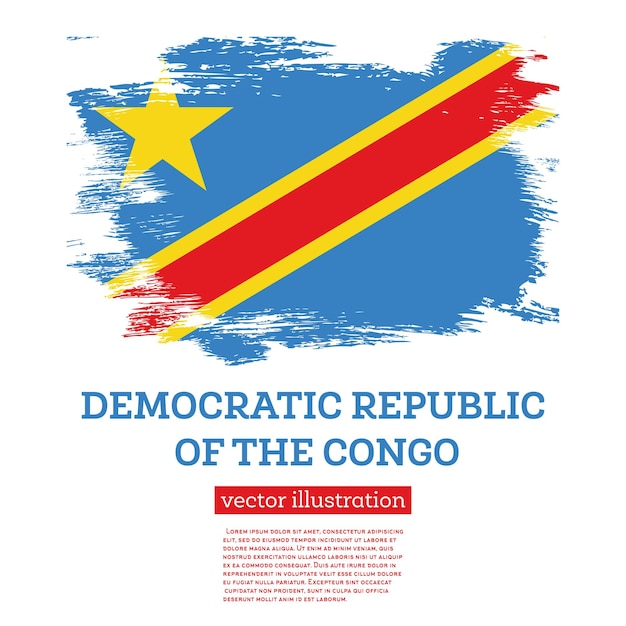 Democratic Republic of the Congo Flag with Brush Strokes Independence Day