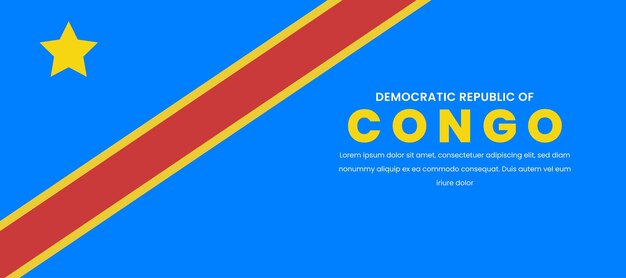 Democratic Republic of the Congo Wavy Flag Independence Day Banner Background