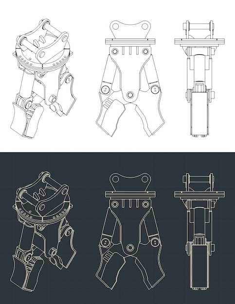 Demolition hydraulic scrap shear cutter blueprints