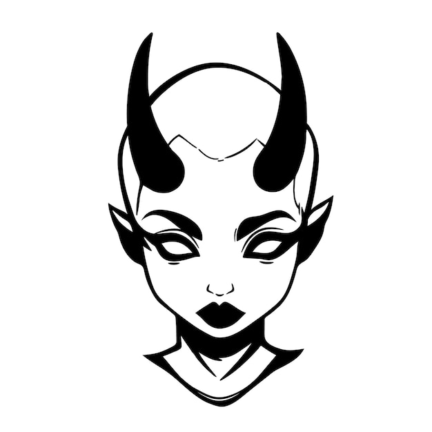 Demon girl head with horns