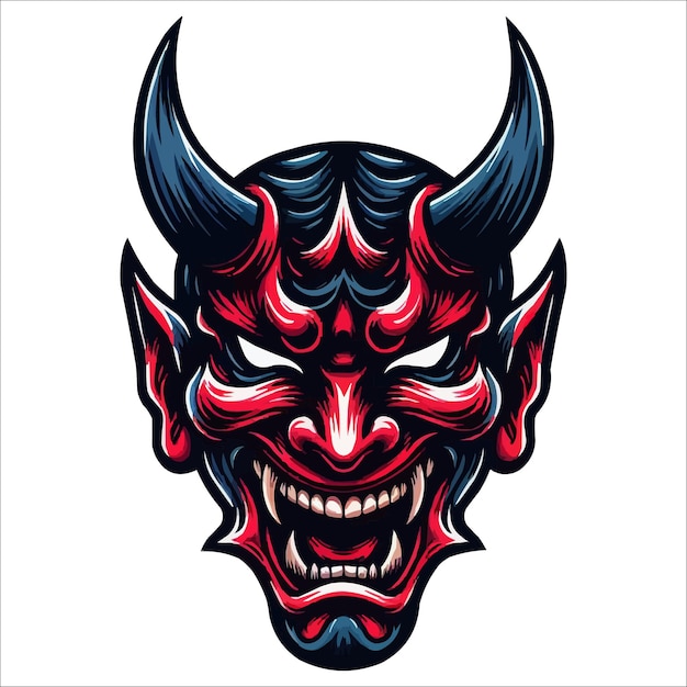 Demon mask head mascot vector illustration on white background