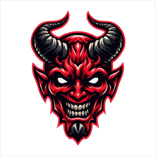 Demon mask head mascot vector illustration on white background