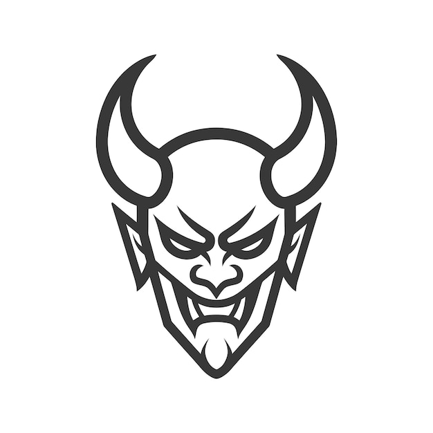 demon minimalist line art icon logo symbol icon black color only