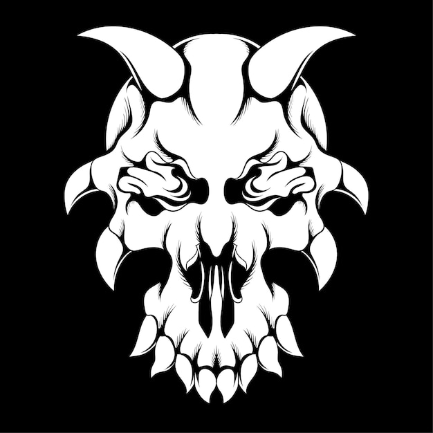 Demon Skull Head Illustration Tshirt