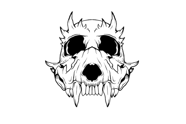 Demon skull with horns vector illustration