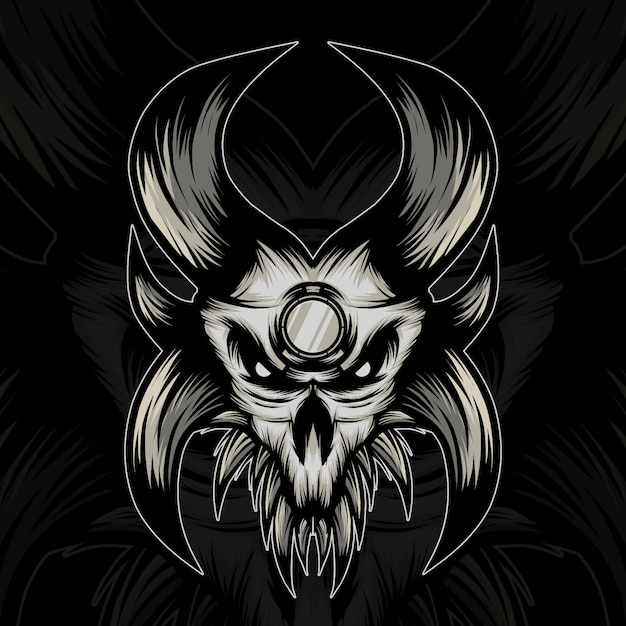 Demonic Skull Vector Illustration