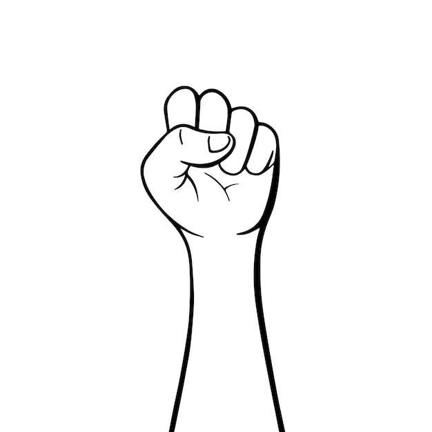 Demonstration revolution protest raised arm fist with copy space Arm silhouette struggle for rights