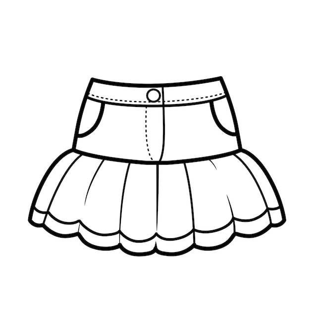 Denim bunk skirt outline for coloring on a white background