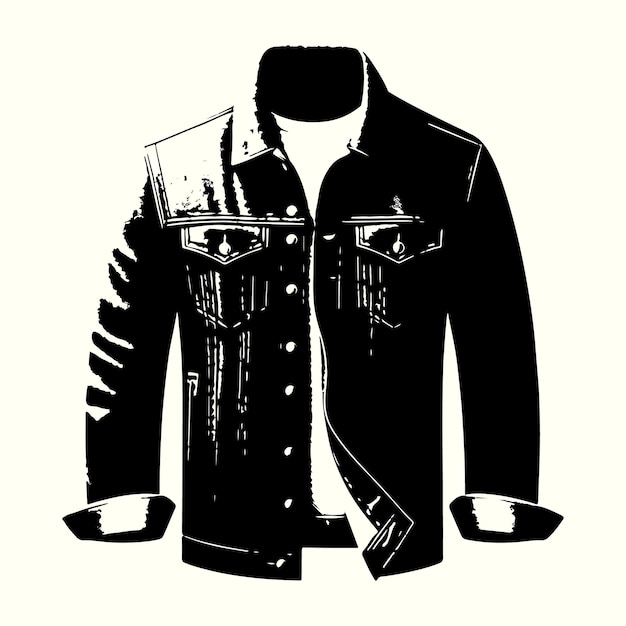 Vector denim jacket silhouette vector illustration