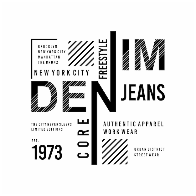 Denim jeans vintage tshirt design premium vector