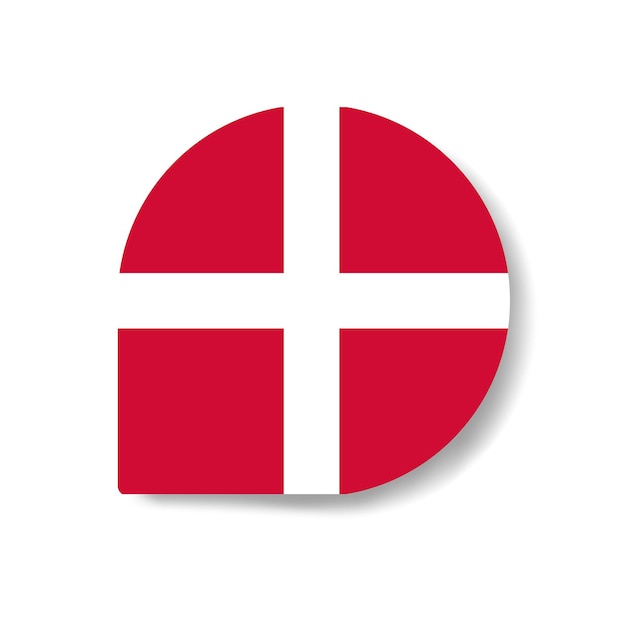 Denmark drop flag icon with shadow on white background