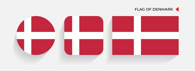 Denmark Flags arranged in round square and rectangular shapes