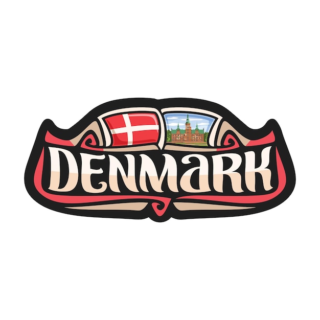 Denmark Sticker Flag Logo Badge Travel Souvenir Illustration