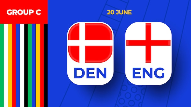 Denmark vs England football 2024 match versus 2024 group stage championship match versus teams intro sport background championship competition