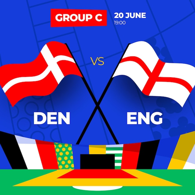 Denmark vs England football 2024 match versus 2024 group stage championship match versus teams intro sport background championship competition