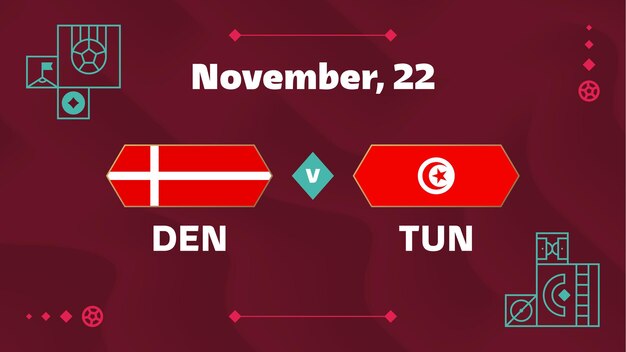 Denmark vs Tunisia Football 2022 Group D World Football Competition championship match versus