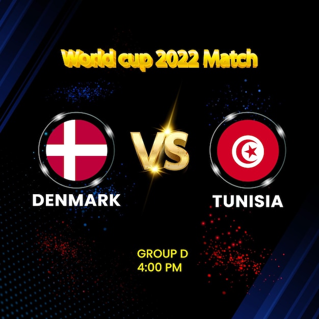 Denmark vs Tunisia, world football 2022, group D. world football competition championship match