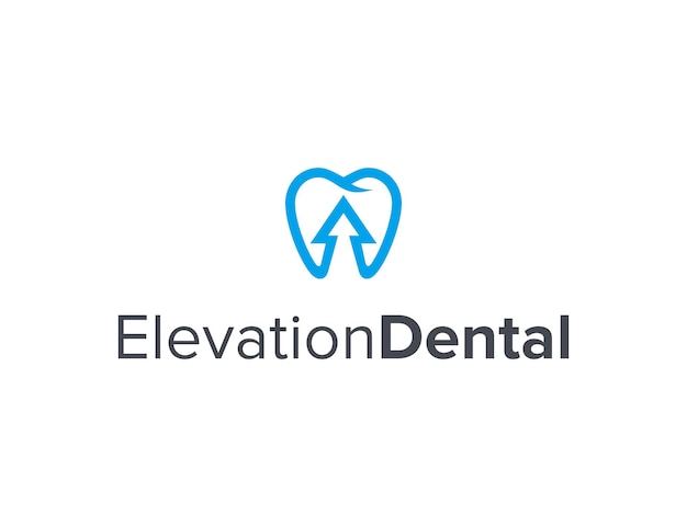 dental and arrow up outline simple sleek creative geometric modern logo design