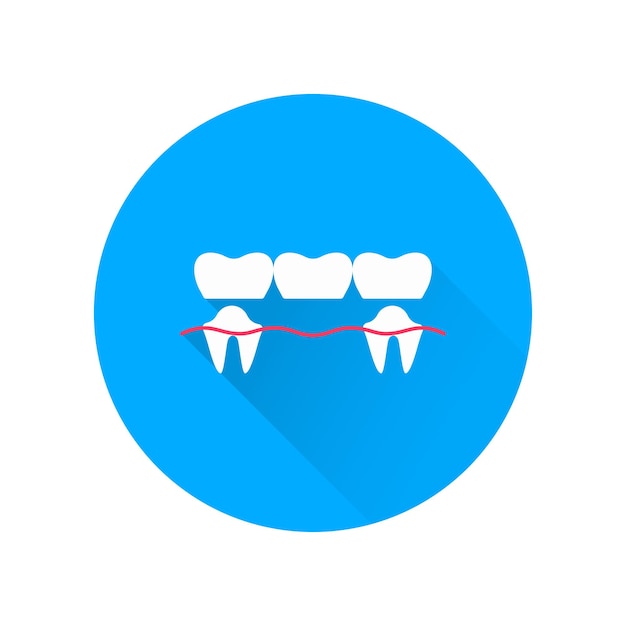 Dental bridge with long shadow Sign for dentistry clinic Orthodontics concept