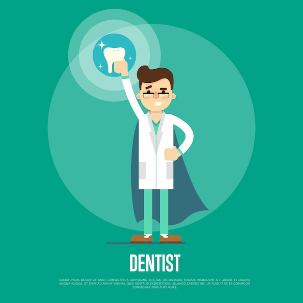 Dental care banner with male dentist