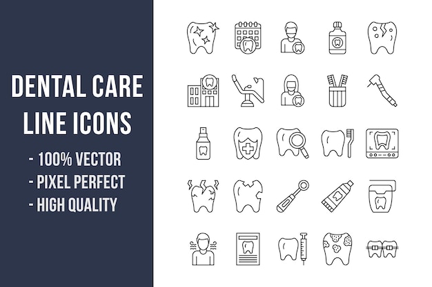 Dental Care Line Icons