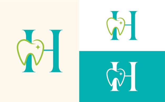 Dental care logo tooth doctor dental office letter H