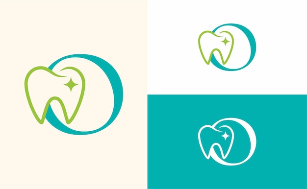 Dental care logo tooth doctor dental office letter O