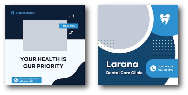 Dental care medical health care Social media post banner template or promotional square flyer or web banner design