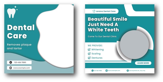 Dental care medical health care Social media post banner template or promotional square flyer