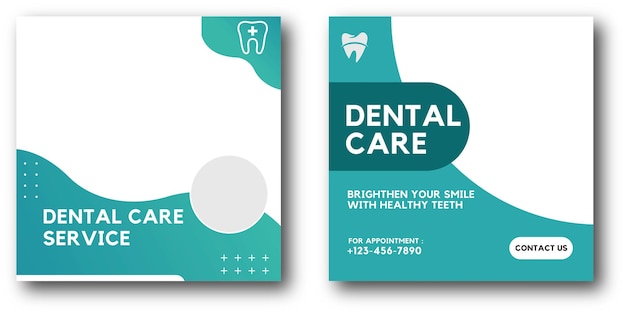 Dental care medical health care Social media post banner template or promotional square flyer