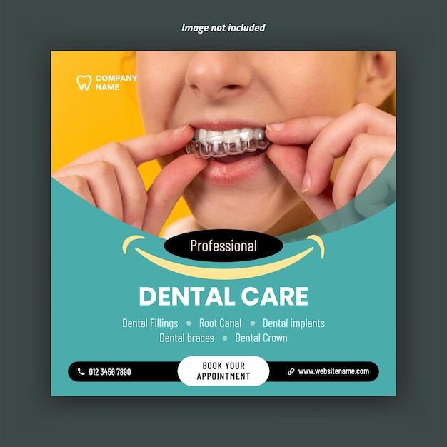 Dental care medical services vector social media post banner template