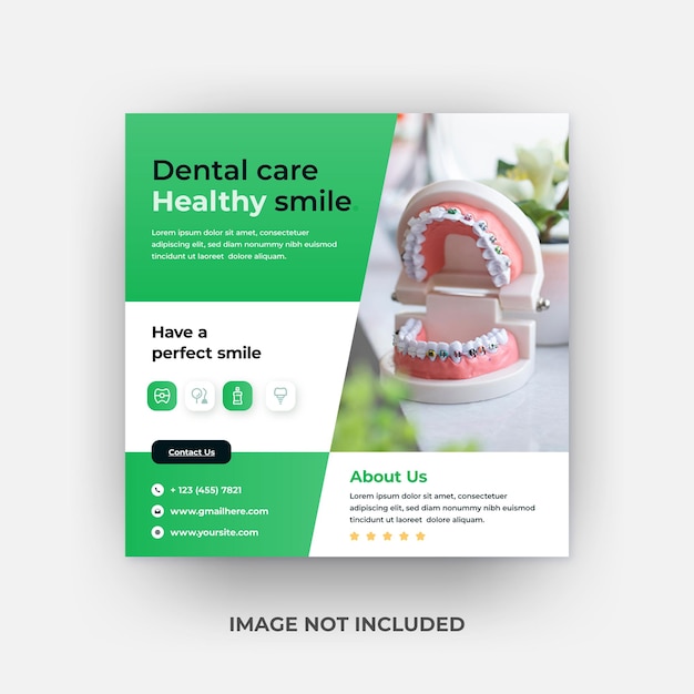 dental care social media post square banner or healthcare medical service promotion design