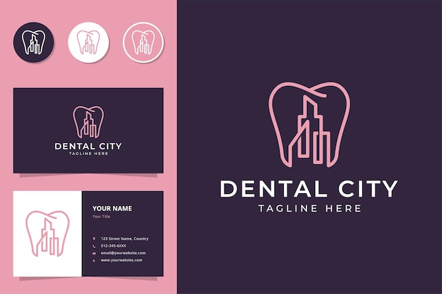 Dental city line art logo design