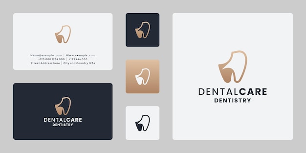 Dental clinic, dental care, service logo design with business card