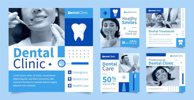 Dental clinic instagram post template design