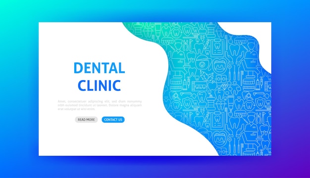 Vector dental clinic landing page vector illustration of outline design