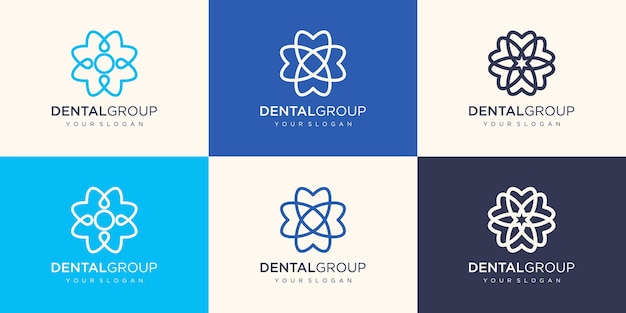 Dental clinic logo with a circular flower concept