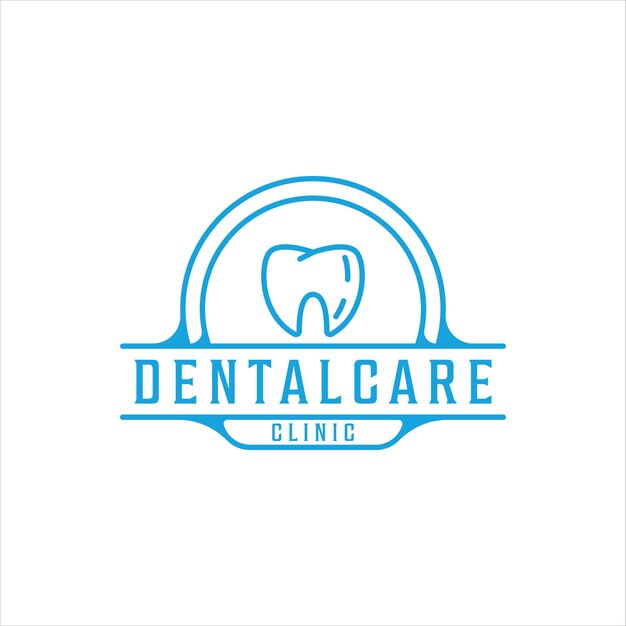 Vector dental clinic tooth logo line art vintage vector illustration template icon graphic design