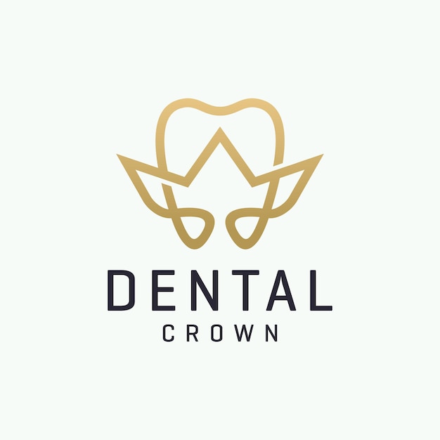 Dental Crown Medical Care Line Outline Icon Logo Design