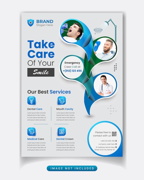 Dental flyer and health care social media Flat dentist banner design