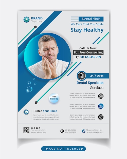 Dental flyer and health care social media Flat dentist banner design