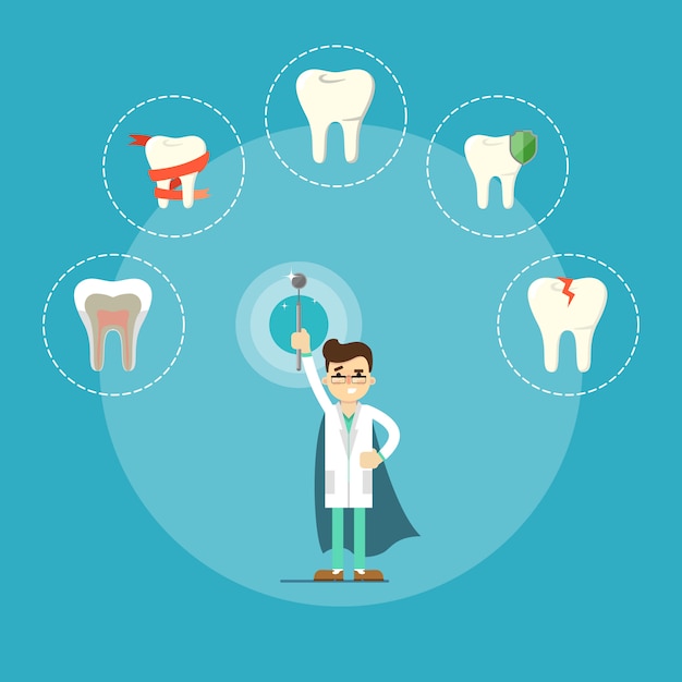 Dental health banner with male dentist